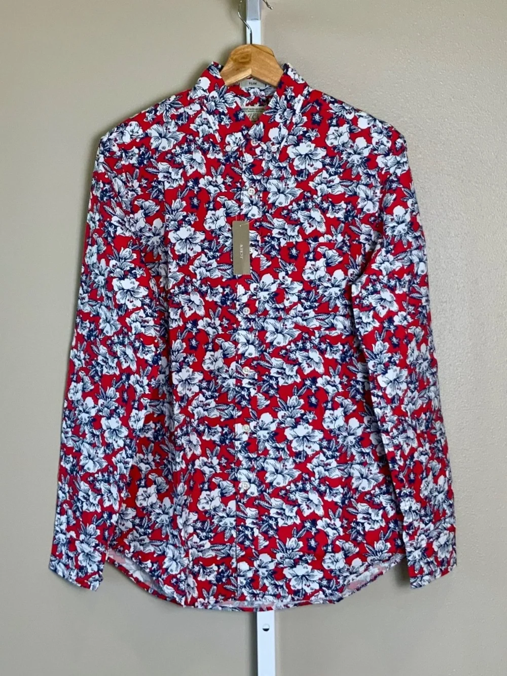 J. Crew Floral Slim Stretch Secret Wash Organic Cotton Button Down Shirt